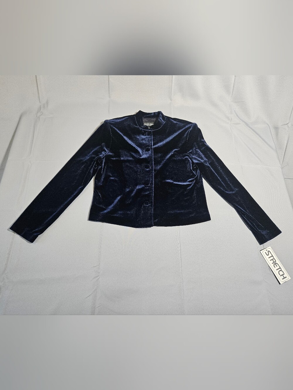 Ellen Figg VTG Velvet Whymsygoth Dark Academia Romantic Short Jacket Navy Sz 8